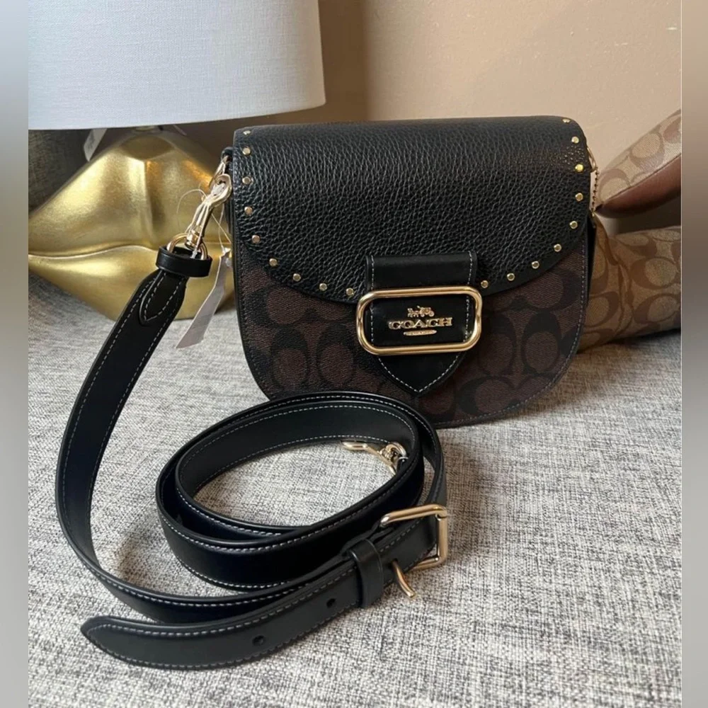 $199 Coach  Morgan Saddle Bag In Colorblock Signature Canvas - Picture 5 of 8